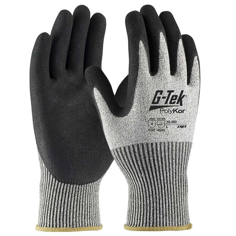 G-Tek Polykor S&P 13G Blend Shell, Black Nitrile Coated Cut-Resistant Gloves, A4, Large, 6 Dozens per Case